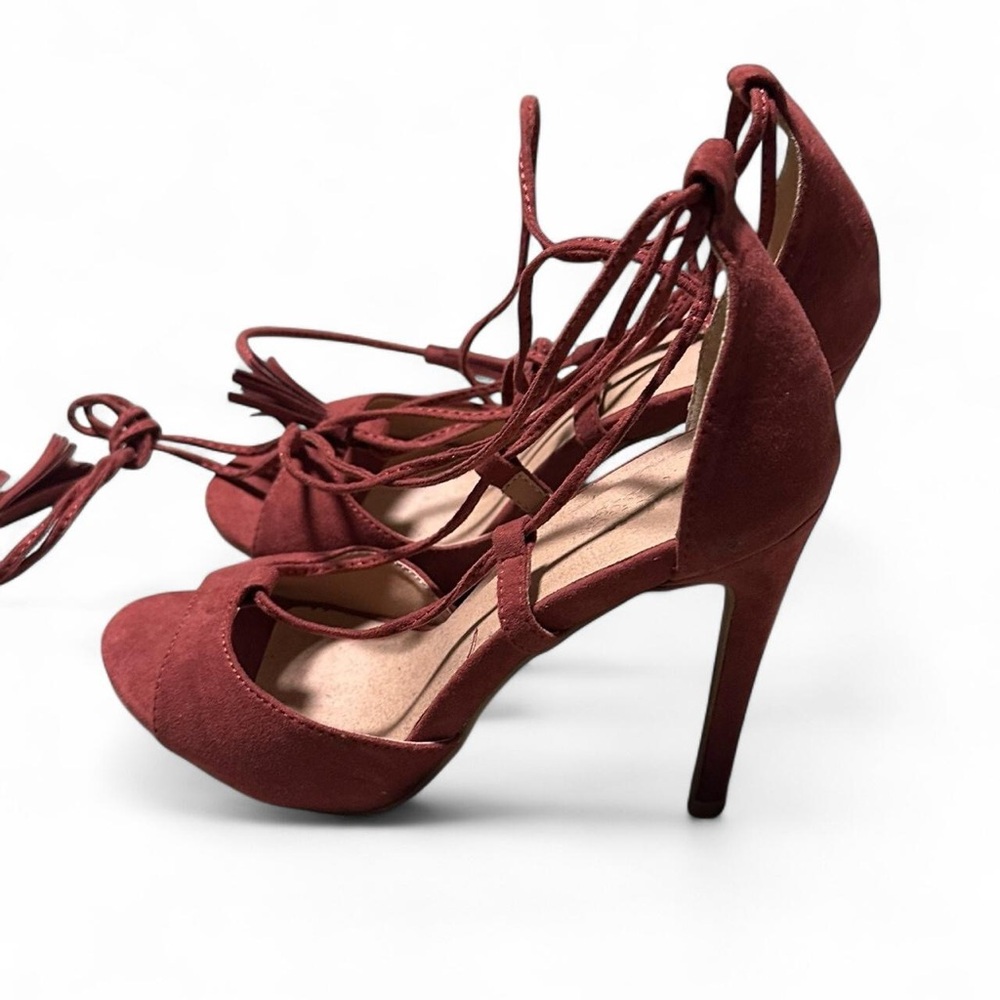 Elegant Burned orange  Lace-Up Heels